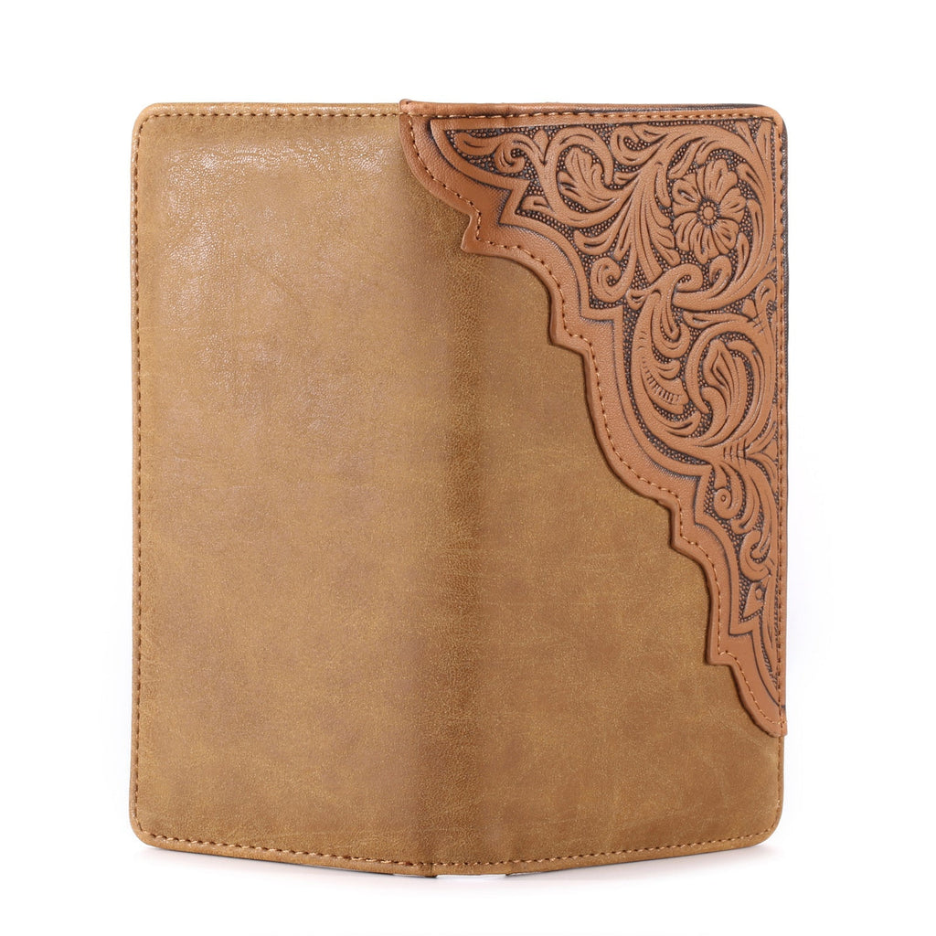 Embossed Floral Men's Bifold Long PU Leather Wallet - 260 Broadway Boutique