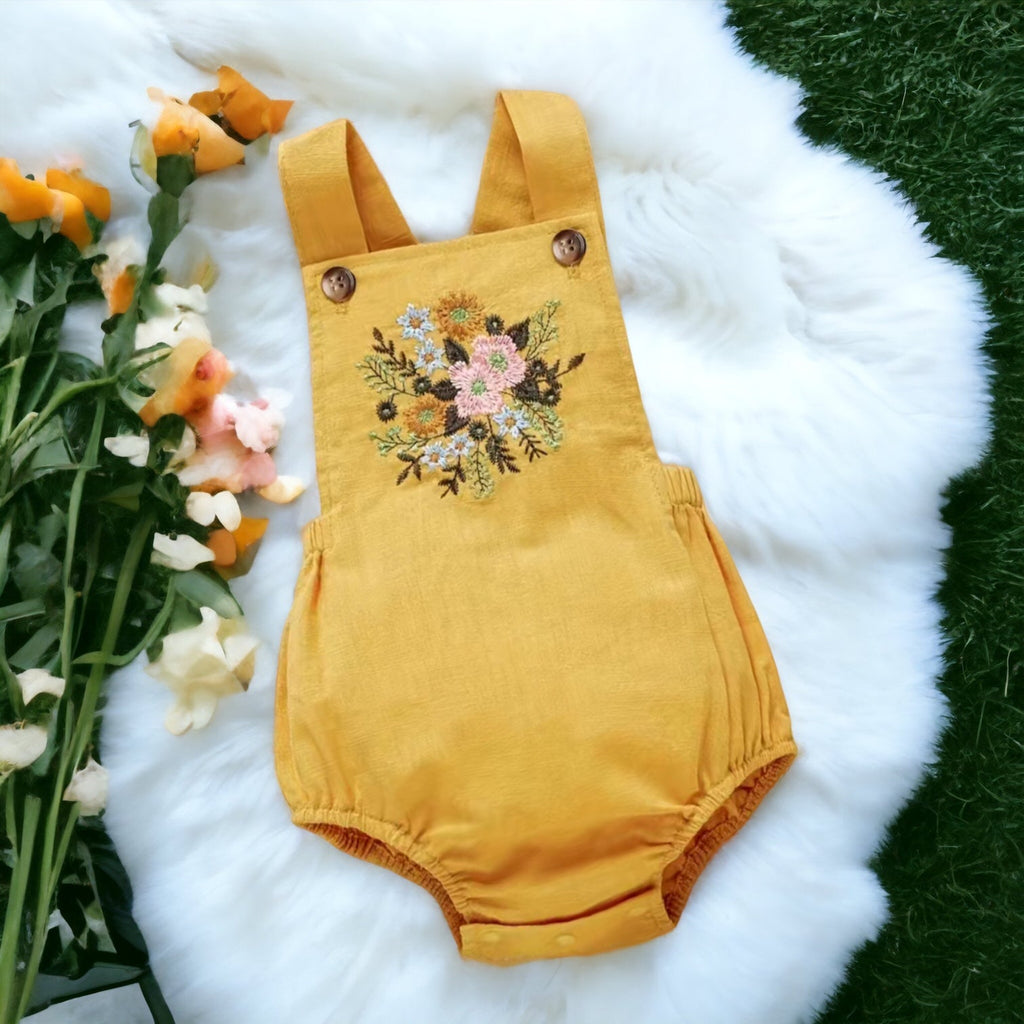 Embroidered Overall Romper - 260 Broadway Boutique