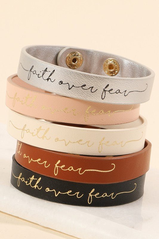 Faith Over Fear Leather Bracelet - 260 Broadway Boutique