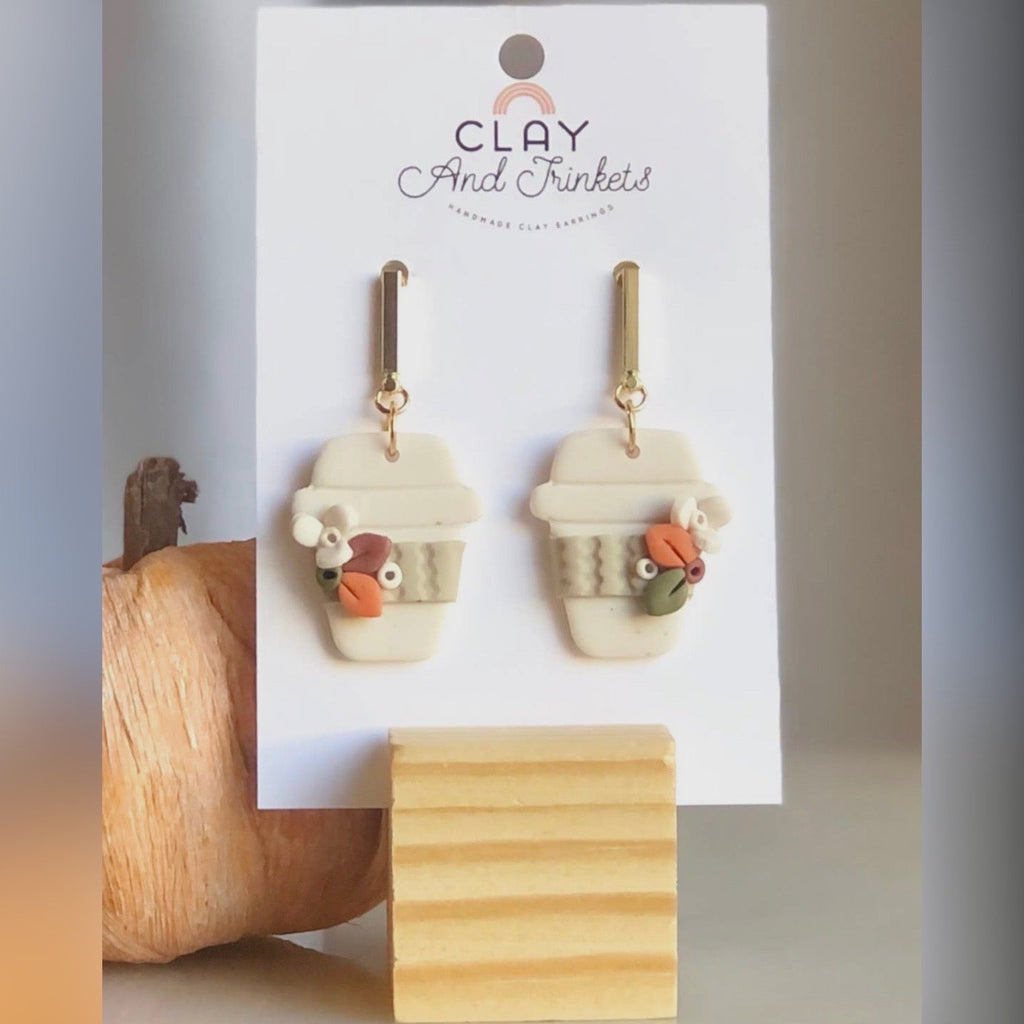 Fall Coffee Cup Clay Earring - 260 Broadway Boutique