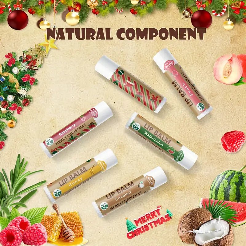 Festive Christmas Lip Balm Set: 6 Flavors for Smooth Lips - 260 Broadway Boutique