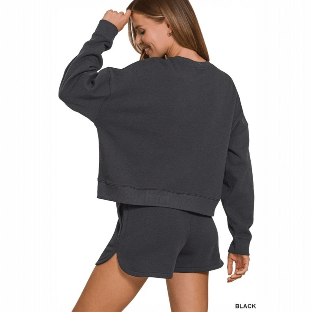 Fleece Long Sleeve Sweatshirts & Shorts Set (multiple colors) - 260 Broadway Boutique