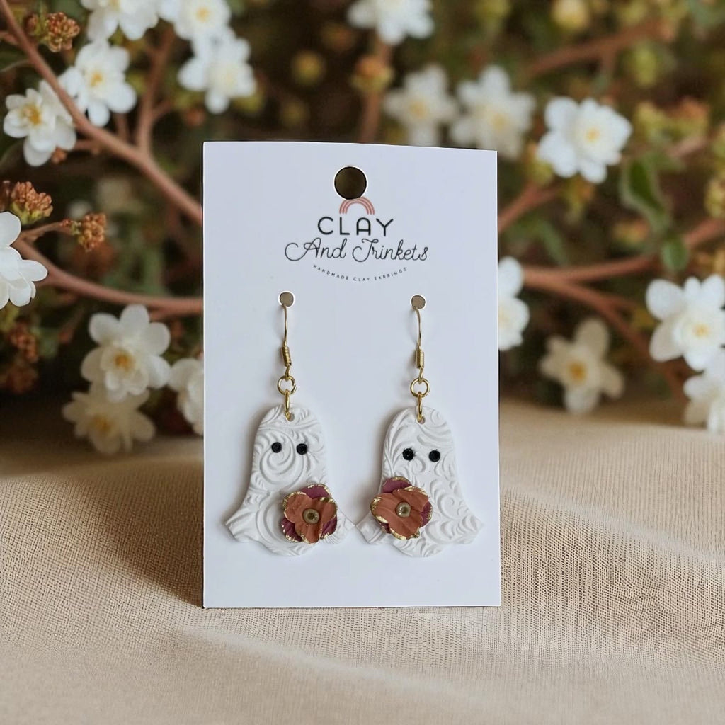 Flower Ghost Clay Earring - 260 Broadway Boutique