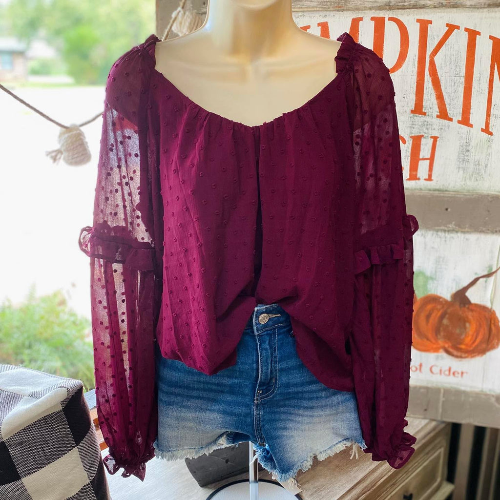 Flowy Maroon Top - 260 Broadway Boutique