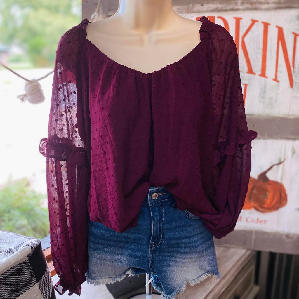 Flowy Maroon Top - 260 Broadway Boutique