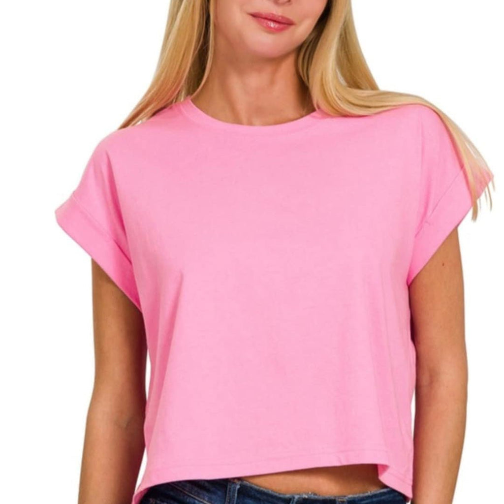 Foldover Crop Tee (2 Colors) - 260 Broadway Boutique