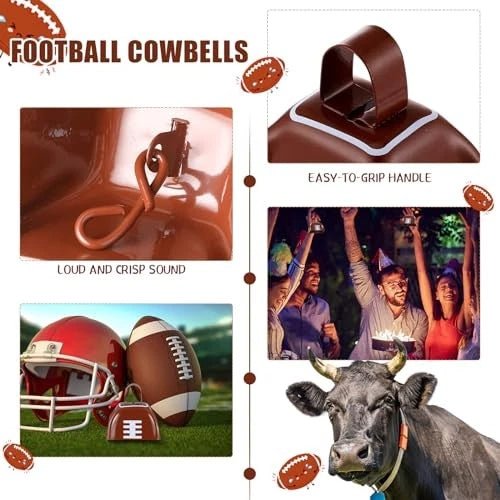 Football Cow Bells Noise Maker Metal Cowbell - 260 Broadway Boutique