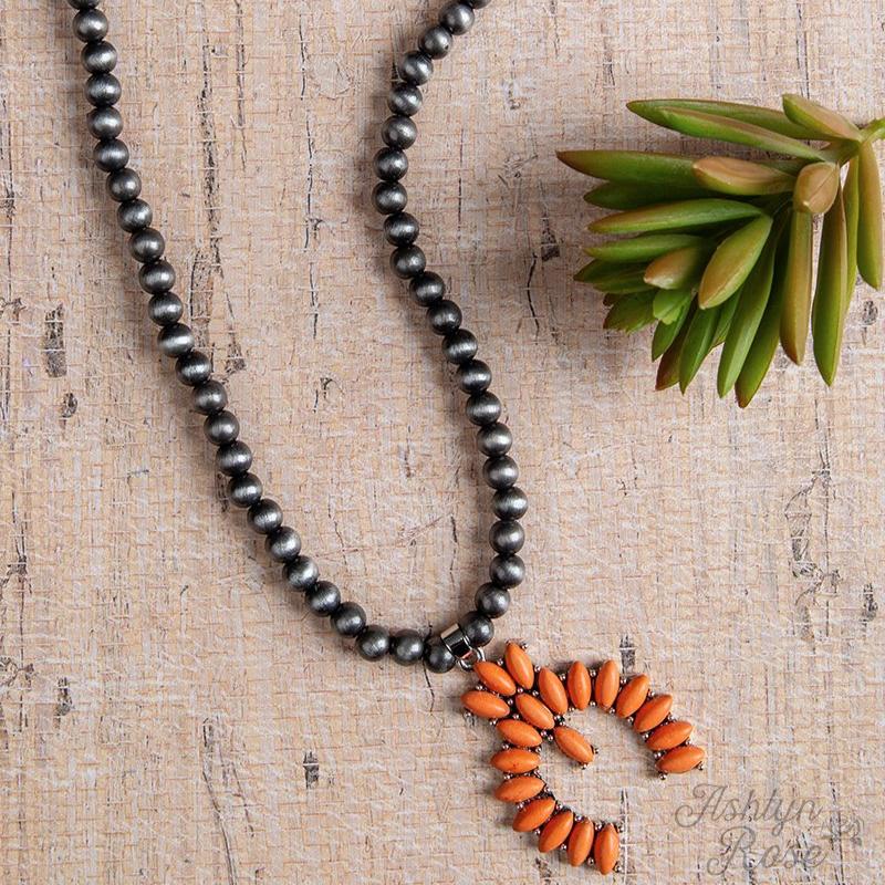 Forever Country Squash Blossom Necklace, Orange - 260 Broadway Boutique