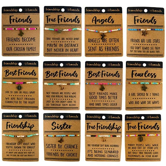 Friendship Bead Bracelet Assortment - 12/Display - 260 Broadway Boutique