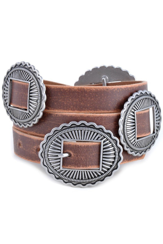 Genuine Leather Concho Belt (2 Colors) - 260 Broadway Boutique