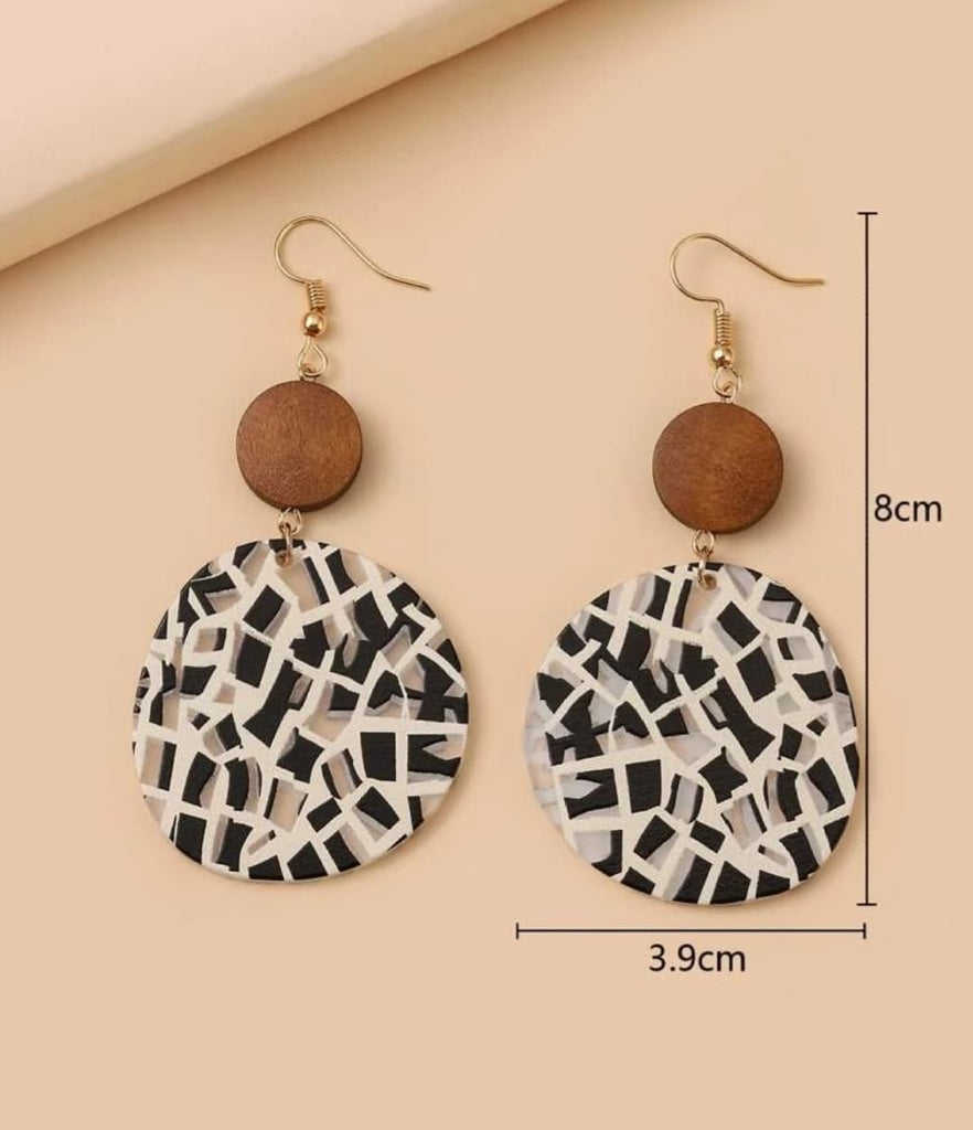 Geometric Print Drop Earrings - 260 Broadway Boutique