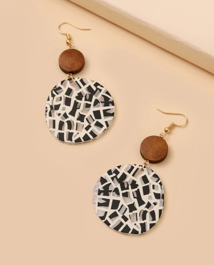 Geometric Print Drop Earrings - 260 Broadway Boutique