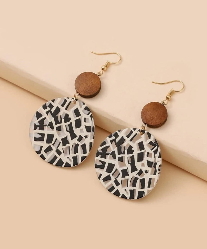 Geometric Print Drop Earrings - 260 Broadway Boutique