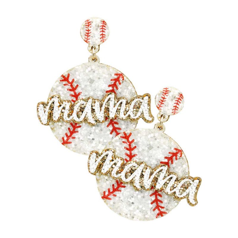 Glitter Baseball Mama Earrings - 260 Broadway Boutique