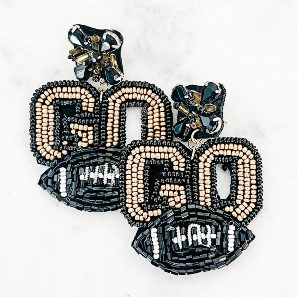 Go Team Beaded Earrings in Black/Gold - 260 Broadway Boutique