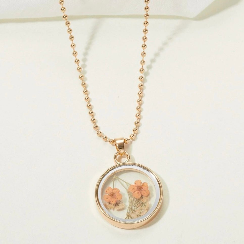 Gold Round Flower Pendant - 260 Broadway Boutique