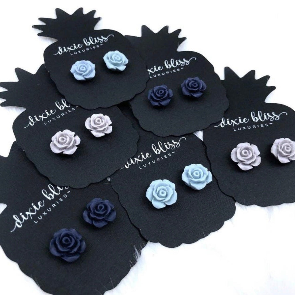 Got the Blues Rose Earrings - 260 Broadway Boutique