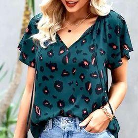 Green Leopard Short Sleeve Top - 260 Broadway Boutique