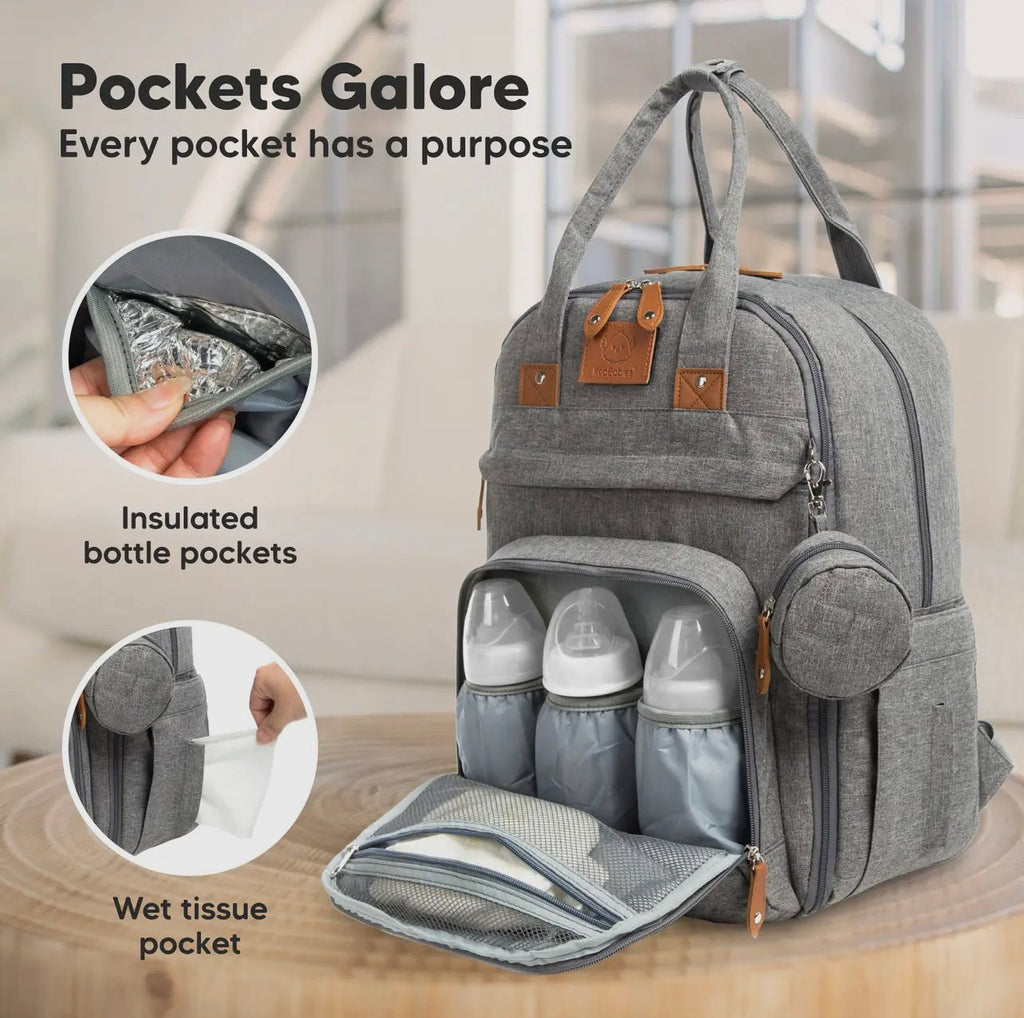 Grey Diaper Bag Back Pack - 260 Broadway Boutique