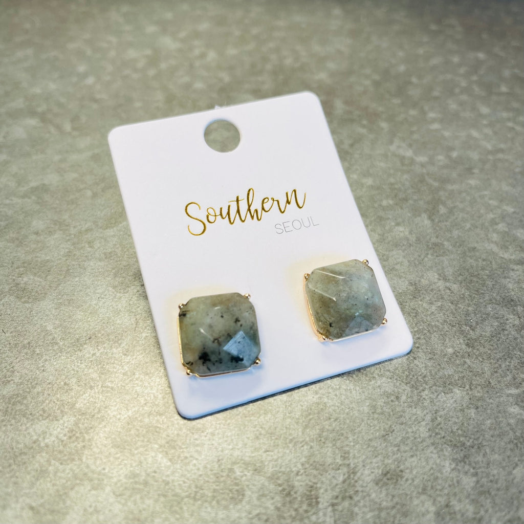 Grey Marble Large Studs - 260 Broadway Boutique