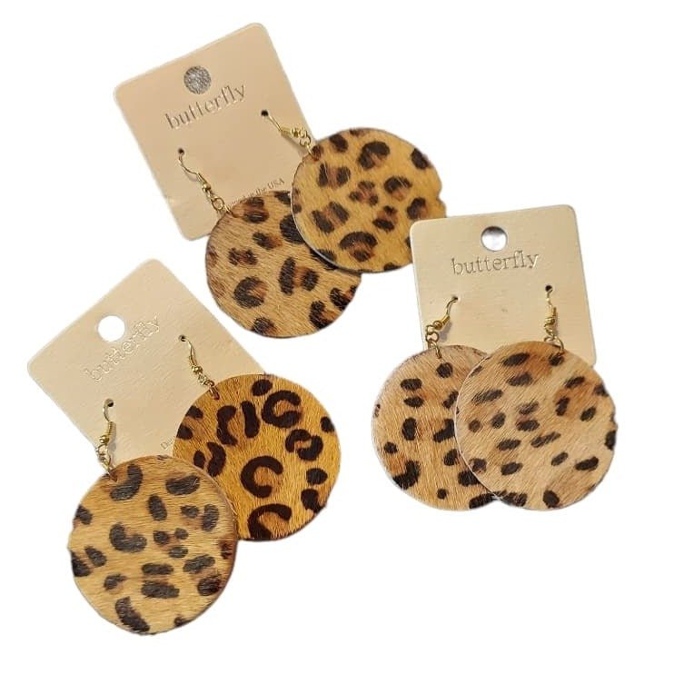 Hairon Round Leopard Print Earrings - 260 Broadway Boutique