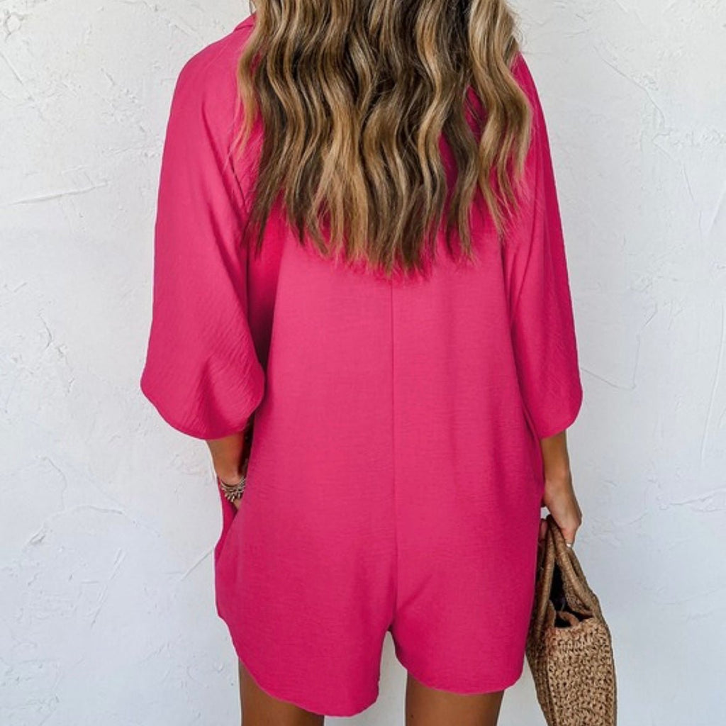 Half Button Romper (2 Colors) - 260 Broadway Boutique