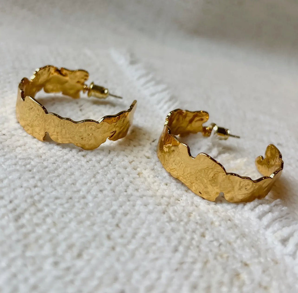 Hammered Gold Hoops - 260 Broadway Boutique