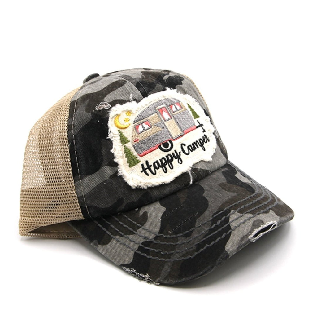 Happy Camper Ponytail Hats (2 colors) - 260 Broadway Boutique