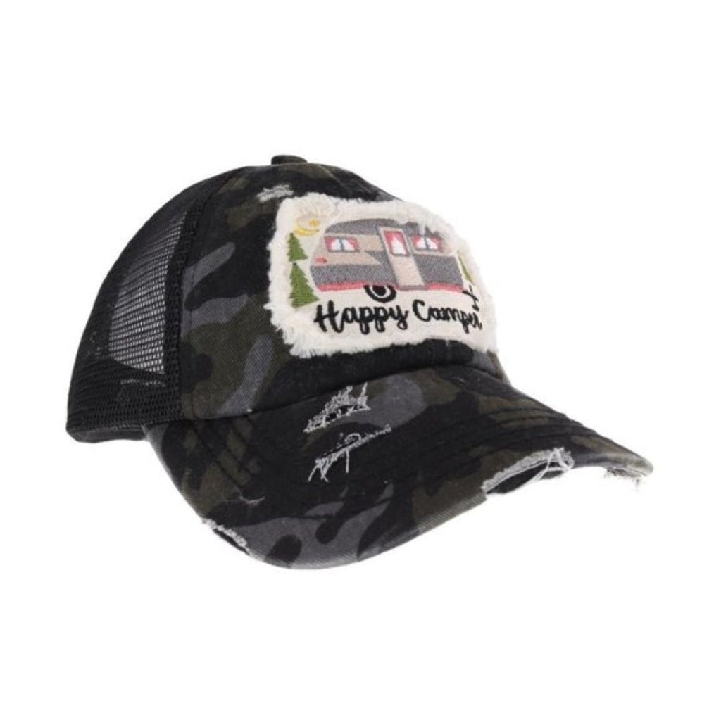 Happy Camper Ponytail Hats (2 colors) - 260 Broadway Boutique