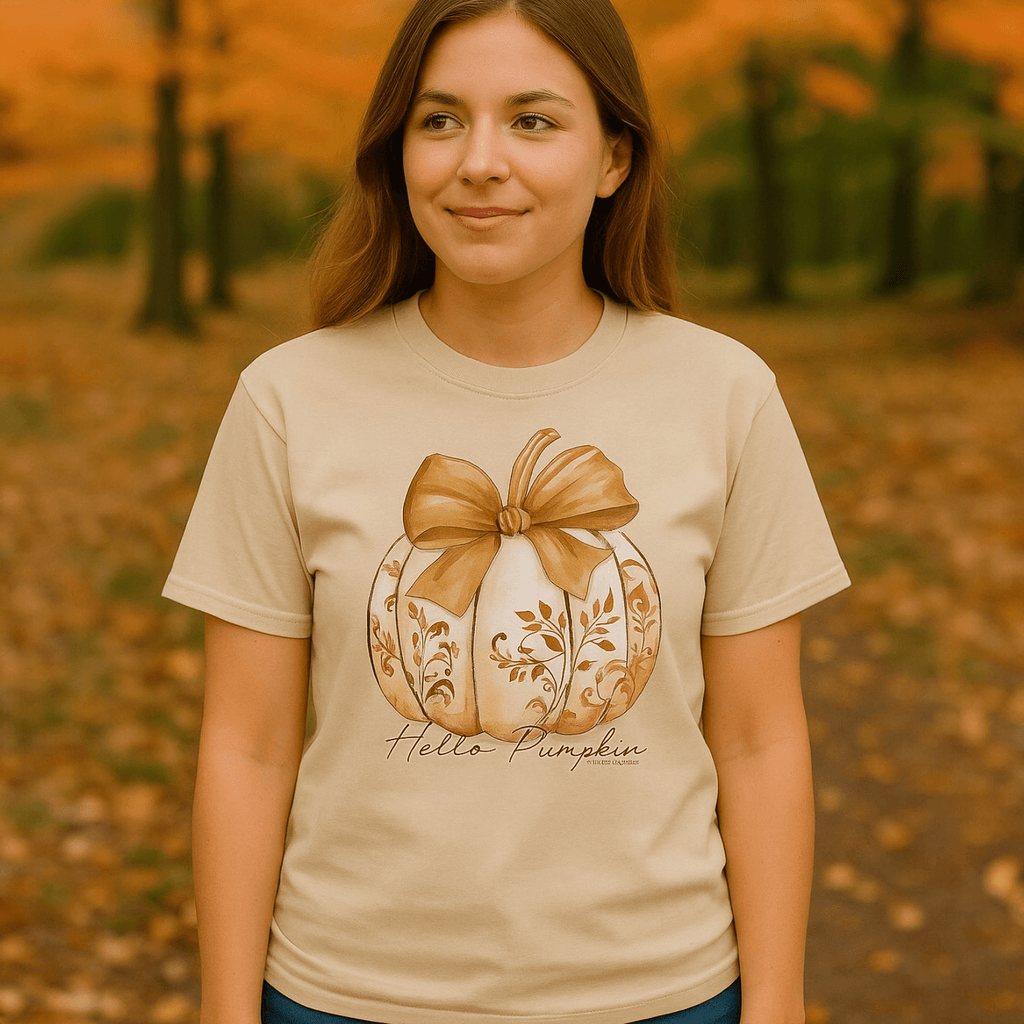 Hello Pumpkin Bow Front Tee - 260 Broadway Boutique