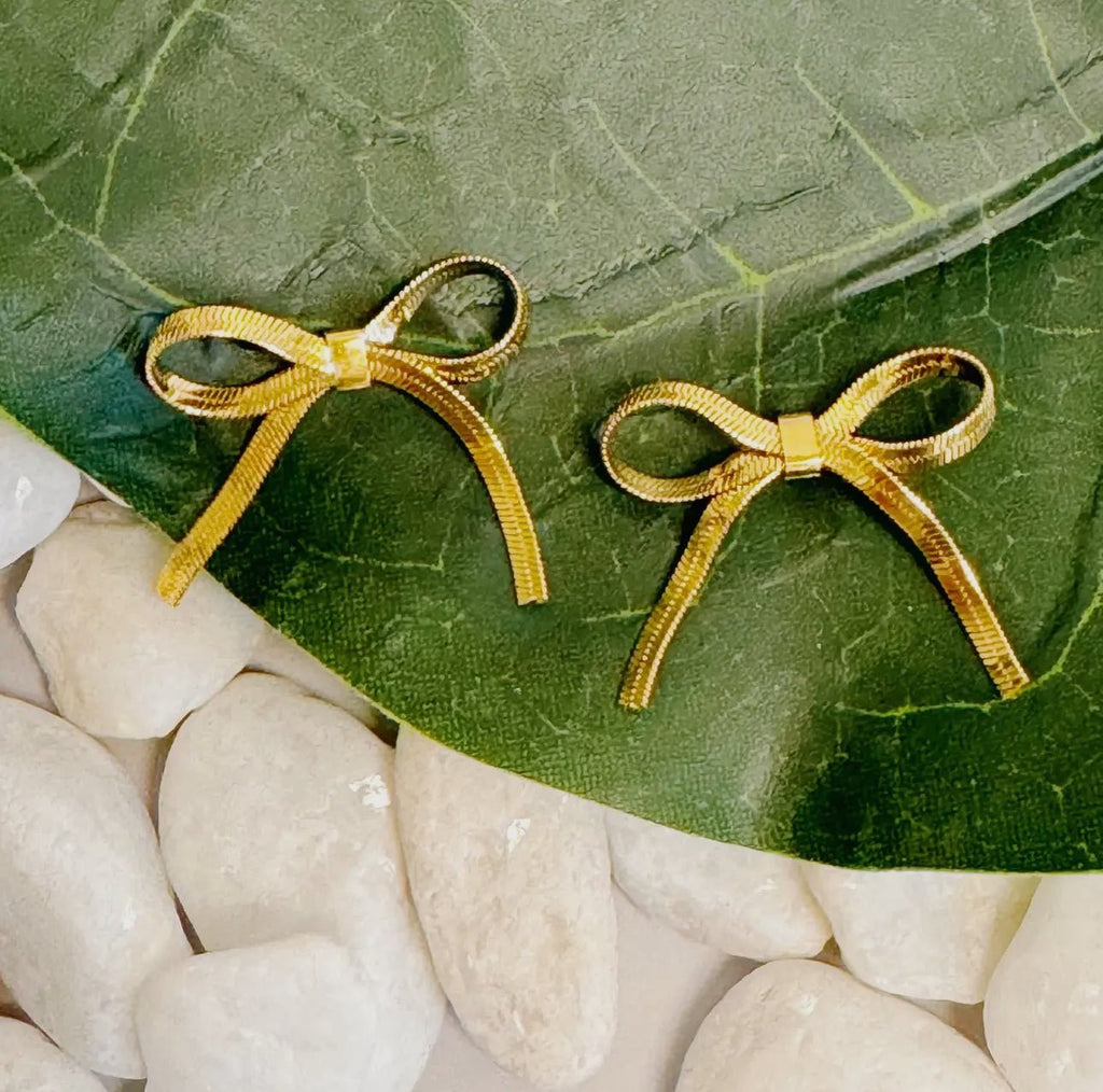 Herringbone Bow Earrings - 260 Broadway Boutique
