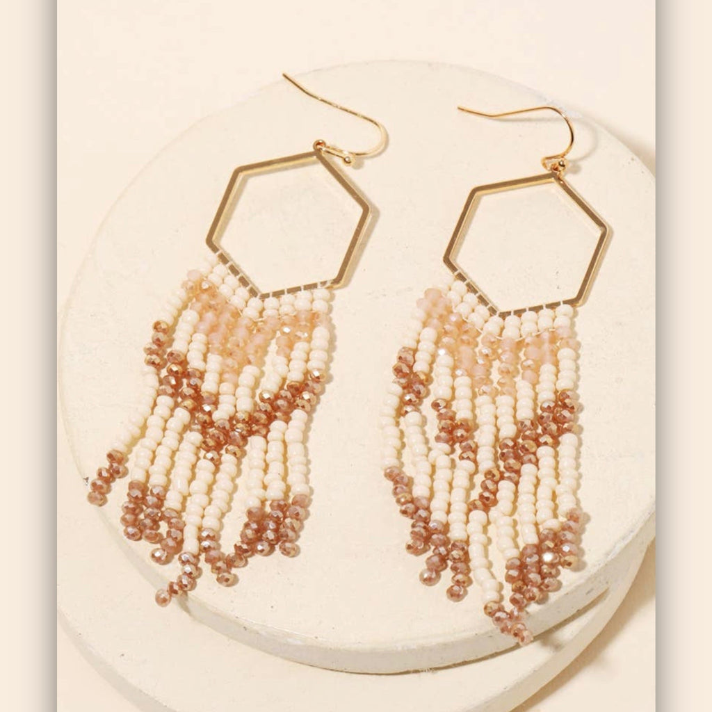 Hexagon Fringe Earrings - 260 Broadway Boutique