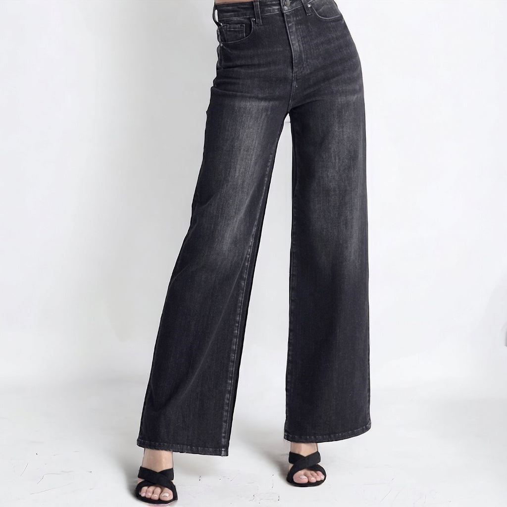 High Rise Tummy Rise Control Wide Leg Jeans - 260 Broadway Boutique