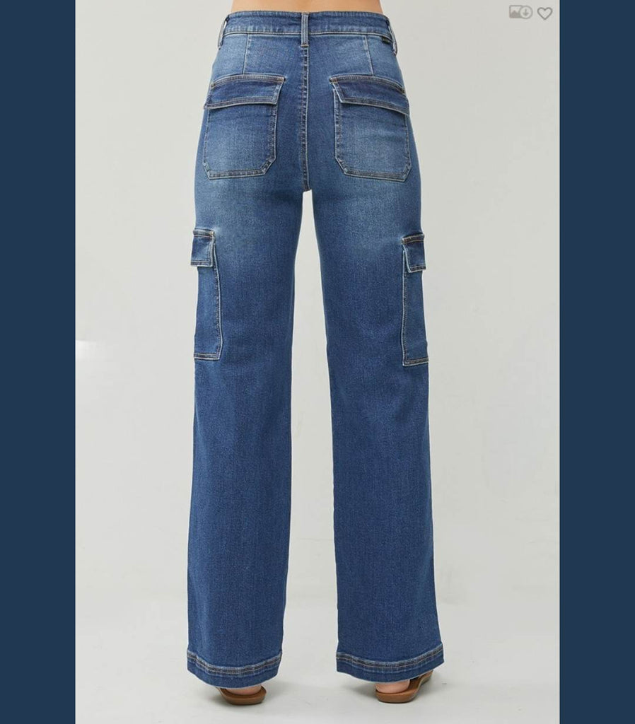 High Rise Wide Cargo Jeans - 260 Broadway Boutique