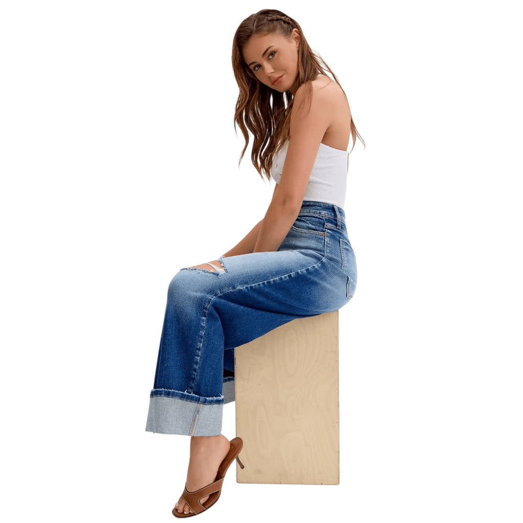 High Rise Wide Leg with Cuff - 260 Broadway Boutique