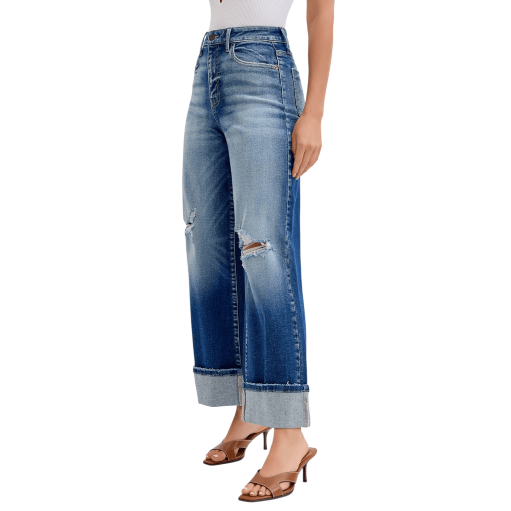 High Rise Wide Leg with Cuff - 260 Broadway Boutique