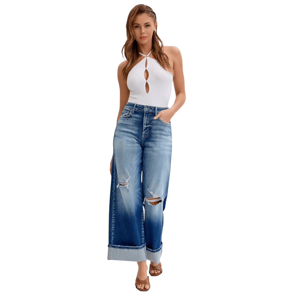 High Rise Wide Leg with Cuff - 260 Broadway Boutique