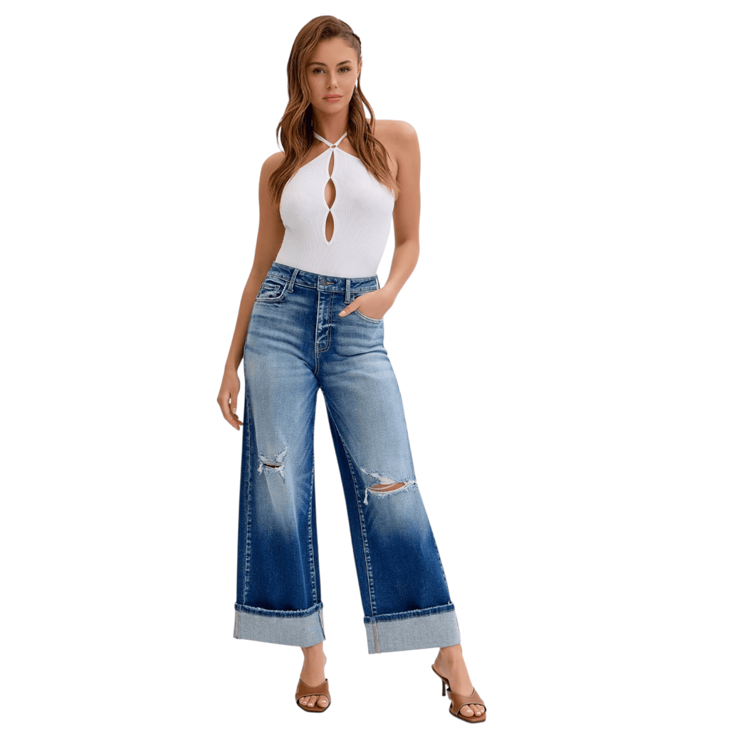 High Rise Wide Leg with Cuff - 260 Broadway Boutique