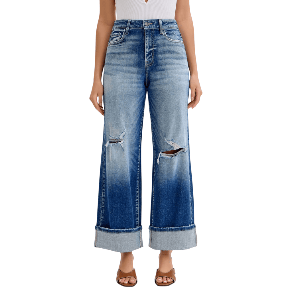 High Rise Wide Leg with Cuff - 260 Broadway Boutique