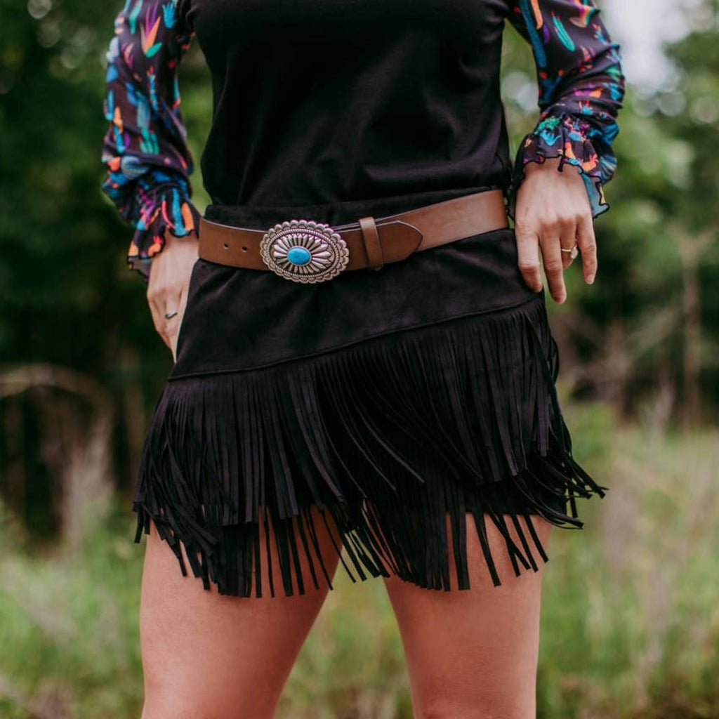 Holy Cow Vegan Suede Fringe Front Shorts - Black - 260 Broadway Boutique