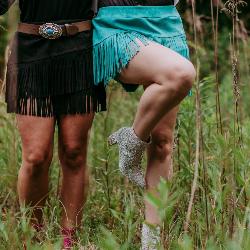 Holy Cow Vegan Suede Fringe Front Shorts - Turquoise - 260 Broadway Boutique