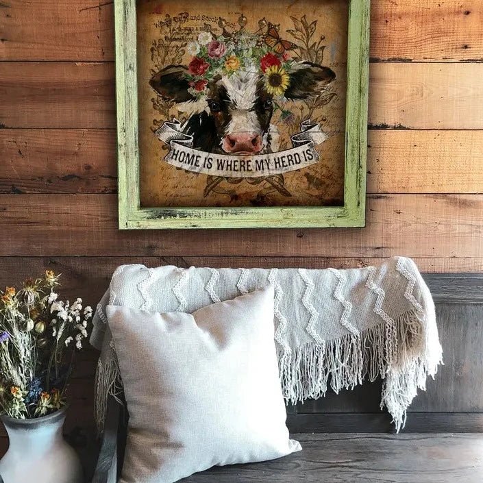 "Home Is Where My Herd Is" Square Artwork - 260 Broadway Boutique