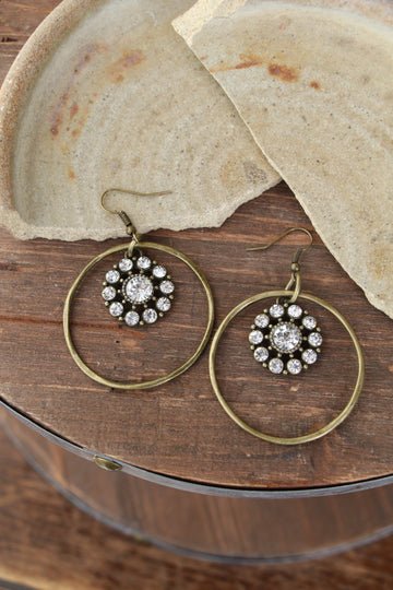 Hoop With Large Center Bling Drop Earrings - 260 Broadway Boutique