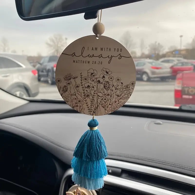 "I Am With You Always" Rear - View Mirror Hanging Ornament with Tassel - 260 Broadway Boutique