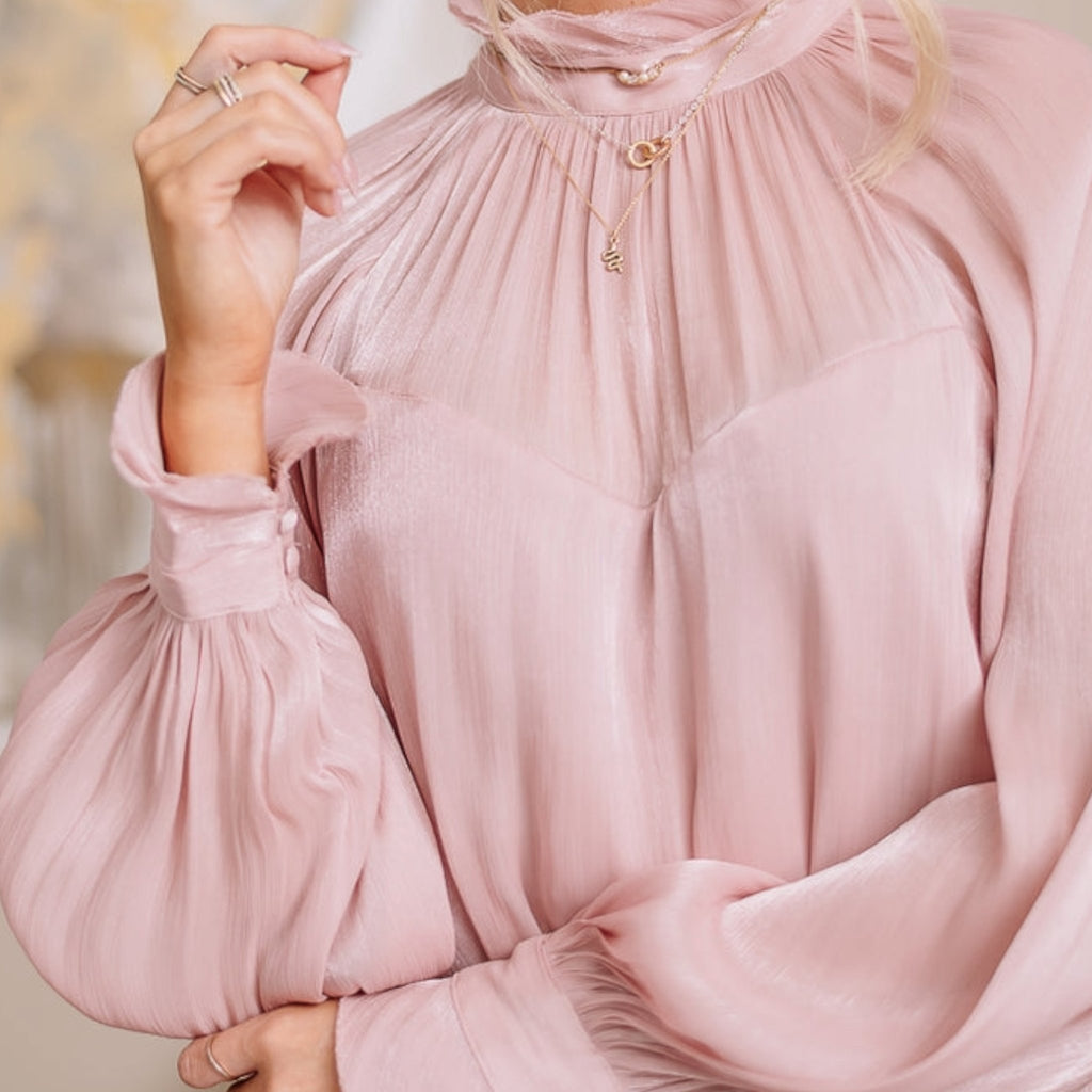 Illusion Sweetheart Ruffle Neck Long Sleeve Blouse (2 Colors) - 260 Broadway Boutique