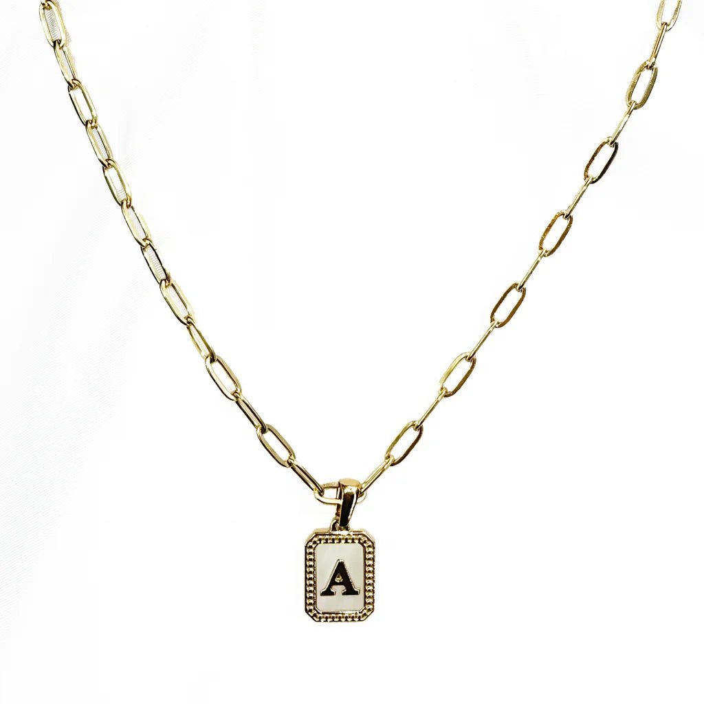 Initial Ivory Plate Necklaces - 260 Broadway Boutique