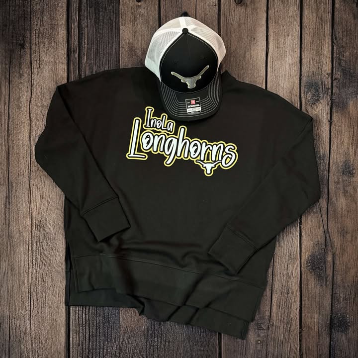 Inola Longhorns Black oversized Sweatshirt - 260 Broadway Boutique