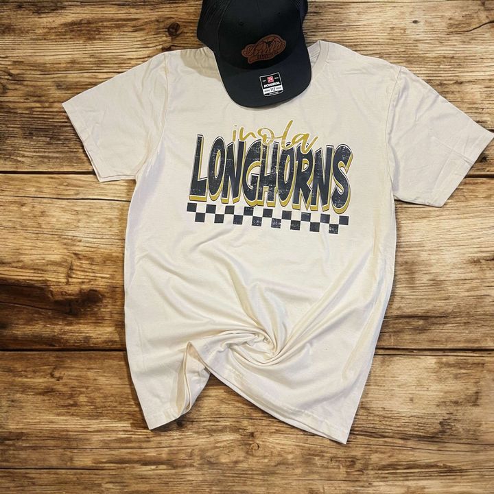 Inola Longhorns Checkered Tee - 260 Broadway Boutique