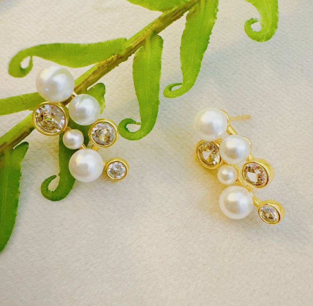 Jeweled Pearl Bundle Earring - 260 Broadway Boutique