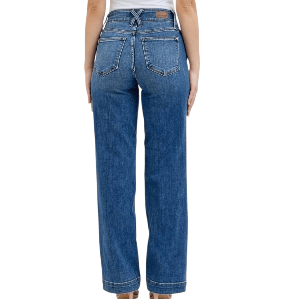 Judy Blue High Waist Double Button Wide Leg - 260 Broadway Boutique